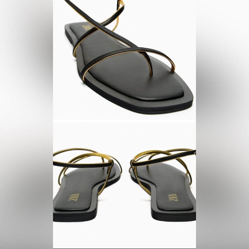 Brand new Zara Black and Gold Strappy Sandals